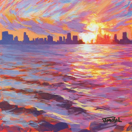 Framed Skyline Sunset Print