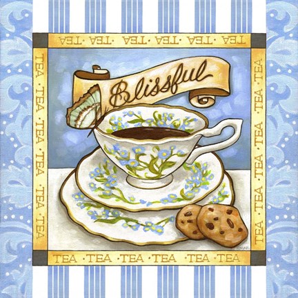 Framed Tea Blissful Blue Teacup Print