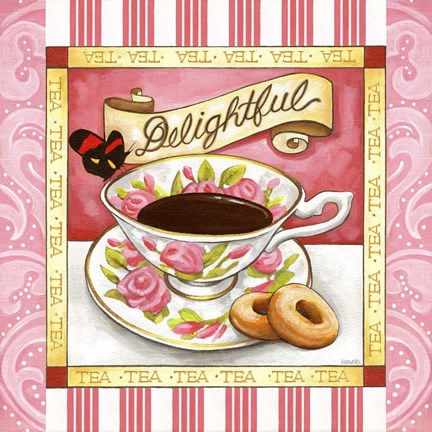 Framed Tea Delightful Pink Teacup Print