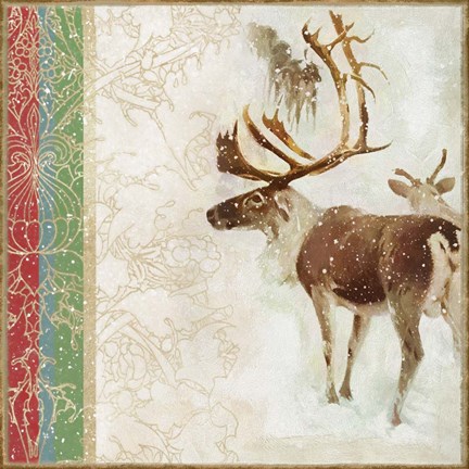 Framed Snow White Christmas Reindeer Print