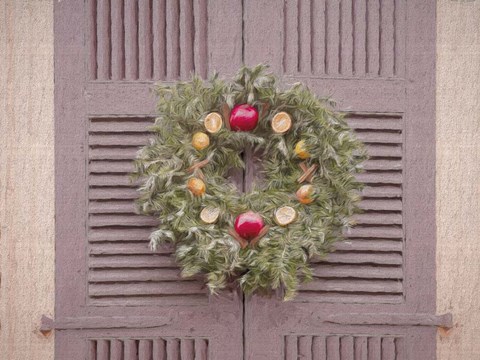 Framed Christmas Wreath Colonial Williamsburg Print