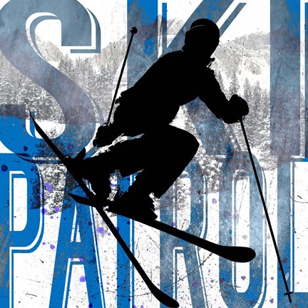 Framed Extreme Skier Word Collage Patrol Print