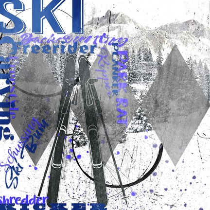 Framed Extreme Skier Word Collage Print