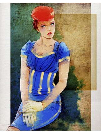 Framed Woman In Blue Print