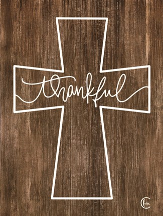 Framed Thankful Cross Print