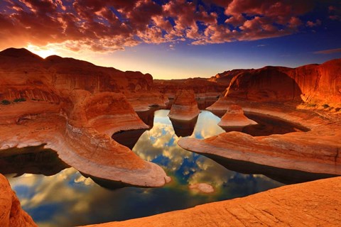 Framed Sunset Reflection Canyon, Utah Print