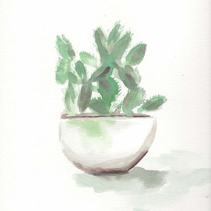 Framed Watercolor Cactus Still Life III Print