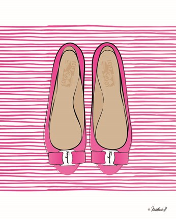Framed Pink Ferragamo Shoes Print