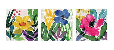 Framed Tropical Floral Panels Print