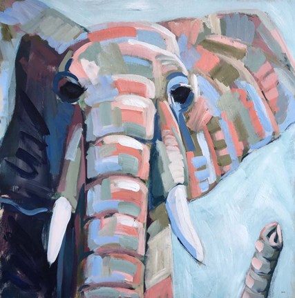Framed Multicolored Elephant I Print