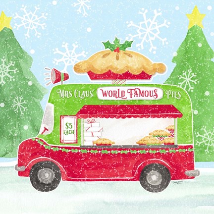 Framed Food Cart Christmas III Mrs Clause Pies Print