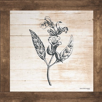 Framed Petals on Planks - Sage Print