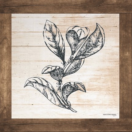 Framed Petals on Planks - Bay Leaf Print