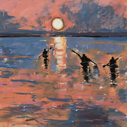 Framed Sunset Kayaking Print
