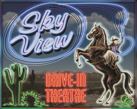 Framed Skyview Drive In III Print