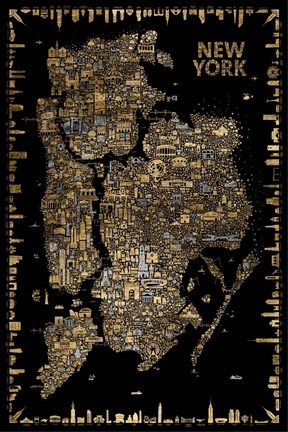 Framed Glam Iconic Cities-New York Print