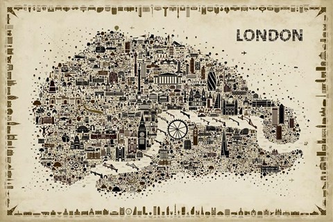 Framed Antique Iconic Cities-London Print