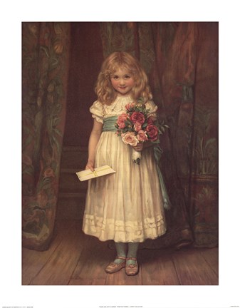 Framed Young Girl with Flowers Print