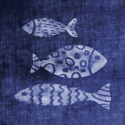 Framed White Fish on Blue Print