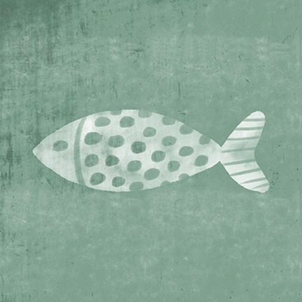 Framed Polka Dot Fish on Beachglass Print