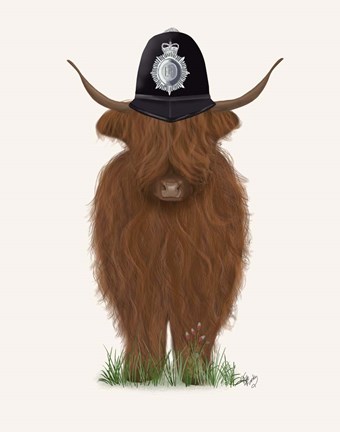 Framed Highland Cow Policeman Print