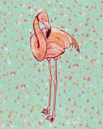 Framed Flamingo Portrait I Print