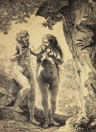 Framed Adam and Eve, 1638 Print