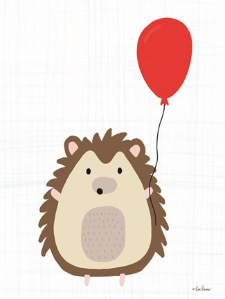 Framed Hedgehog with Balloon Print