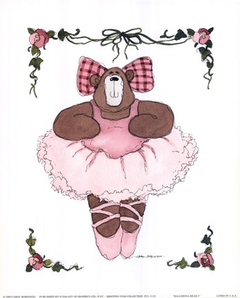 Framed Ballerina Bear I Print