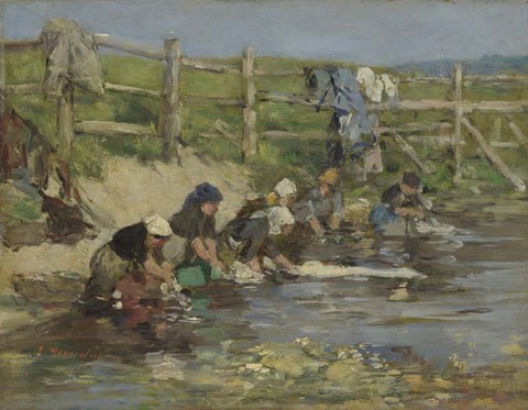Framed Laundresses by a Stream, ca. 1886-1890 Print
