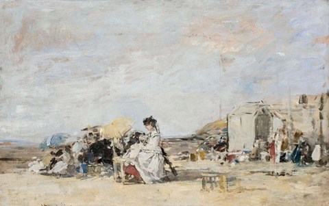 Framed Lady in White on the Beach at Trouville Print