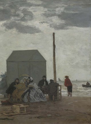 Framed Beach at Deauville, 1864 Print