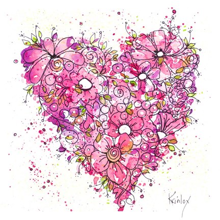 Framed Heart of Flowers Print