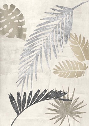Framed Palm Leaves Silver III Print