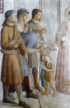 Framed St Laurence Giving Alms to the Poor (detail), Mid 15th Century Print