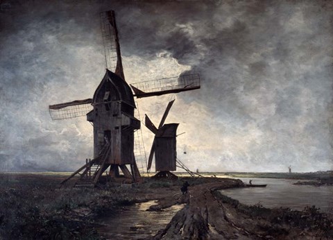 Framed Windmills of the Surrounding Landscape of Lille, 1877 Print