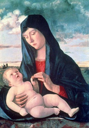 Framed Madonna and Child in a Landscape, c1480-1485 Print