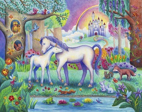 Framed Unicorn Foal Castle Print