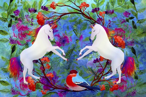 Framed White Horses In My Dream Print