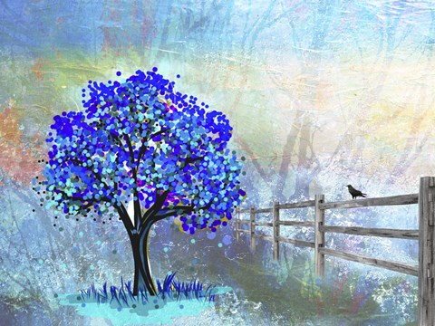 Framed Blue Tree Print
