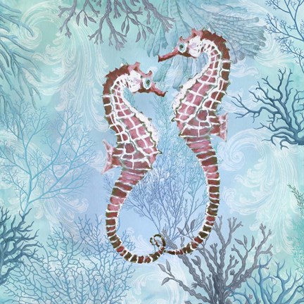 Framed Marine Love Seahorses Print