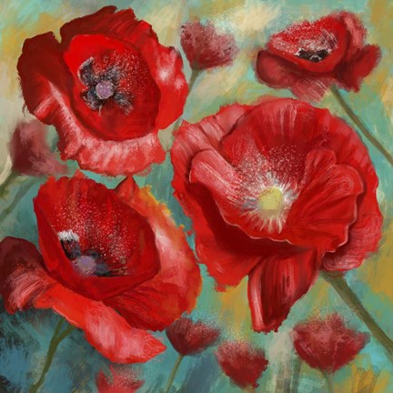 Framed Passionate Poppies 2 Print