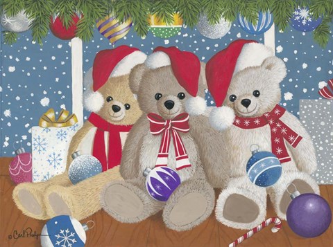 Framed Christmas Morning Teddys Print