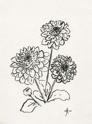 Framed Floral Ink Study V Print