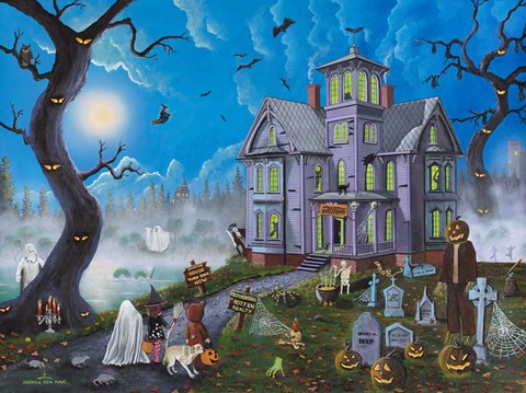 Framed Spooky Manor Print