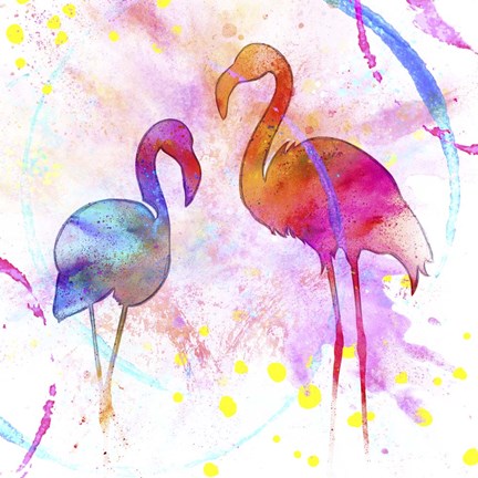 Framed Painted Pink Flamingo Print