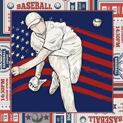 Framed American Baseball Player 2 Print