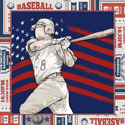 Framed American Baseball Player 3 Print