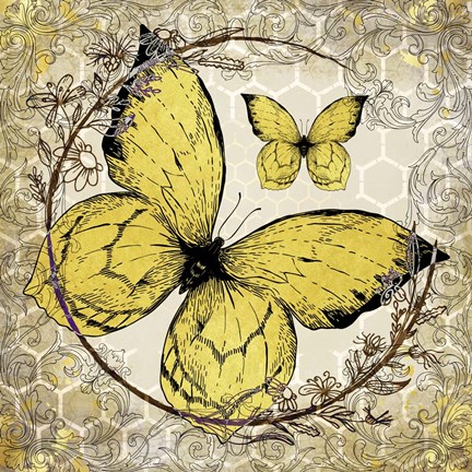 Framed Honey Bee Butterfly 3 Print