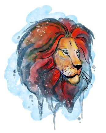 Framed Watercolor Safari- Lion Print